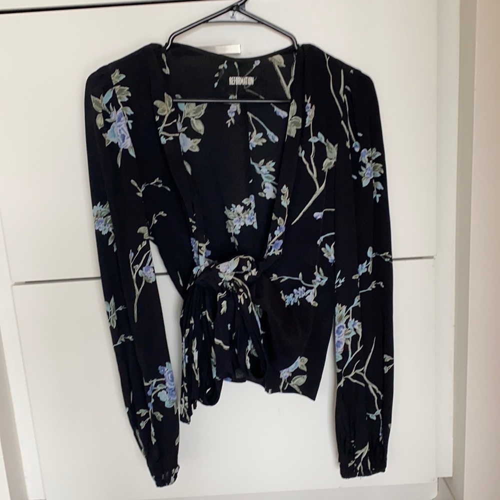 Reformation floral wrap top
